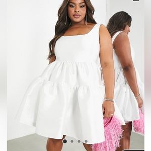 ASOS Curve tiered mini dress Ivory size 22